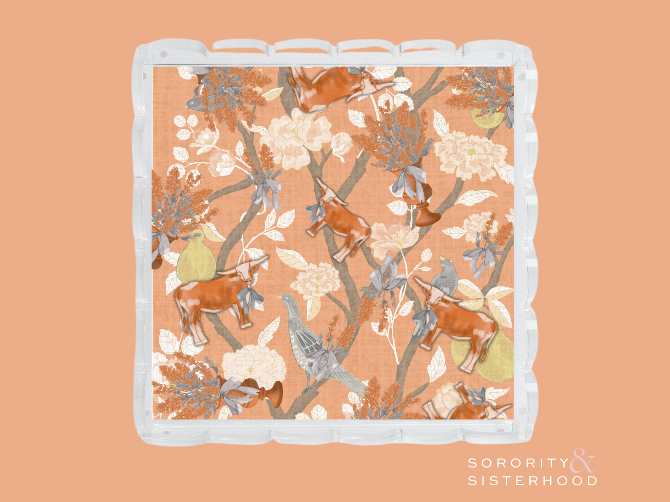 Orange & White Acrylic Scalloped Tray