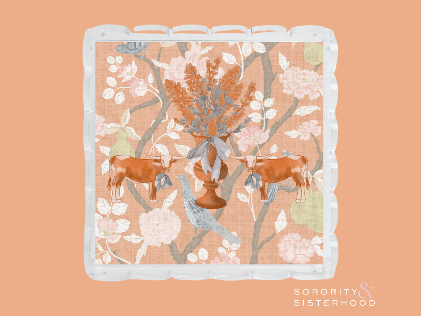 Orange & White Acrylic Scalloped Tray