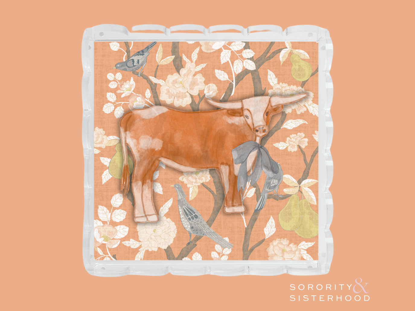 Orange & White Acrylic Scalloped Tray
