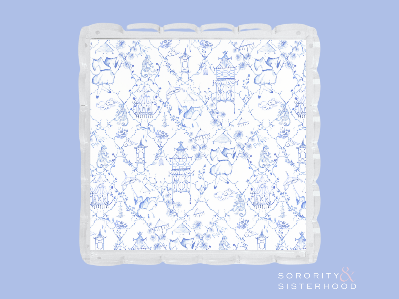Red & White Acrylic Scalloped Tray