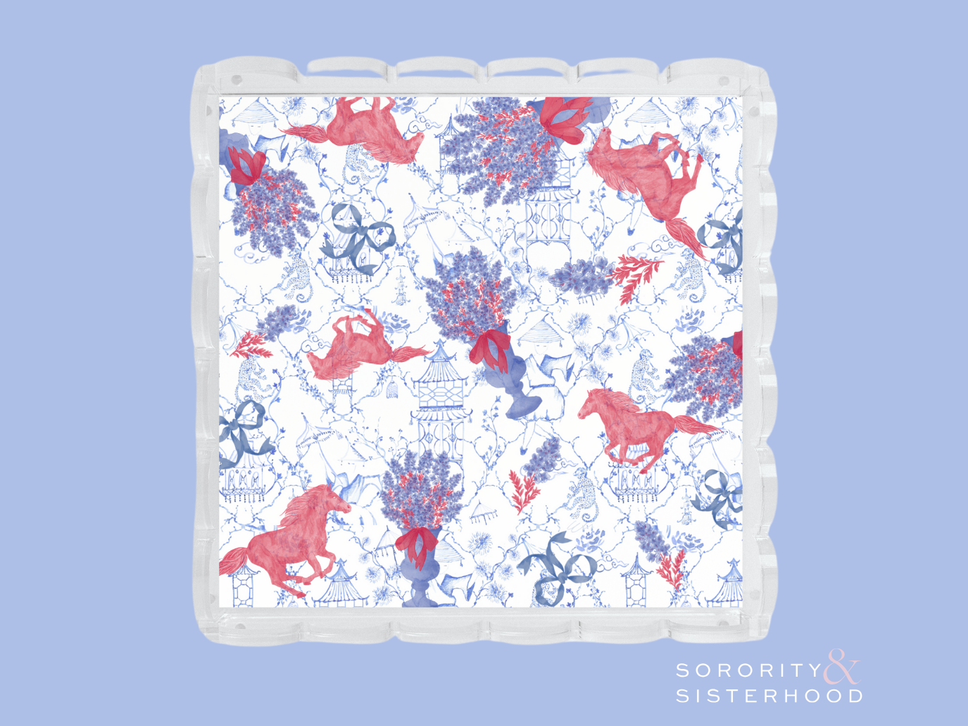Red & White Acrylic Scalloped Tray
