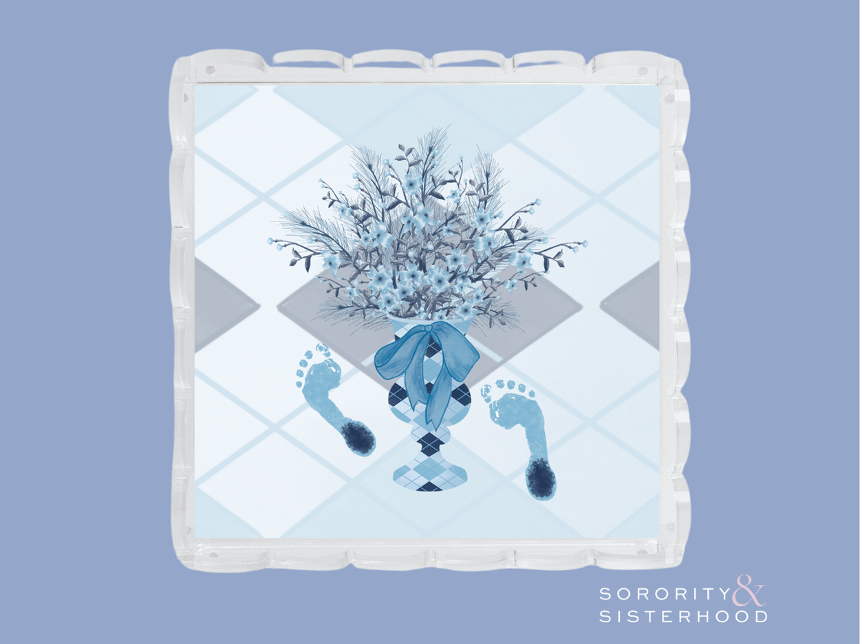Blue & White Acrylic Scalloped Tray