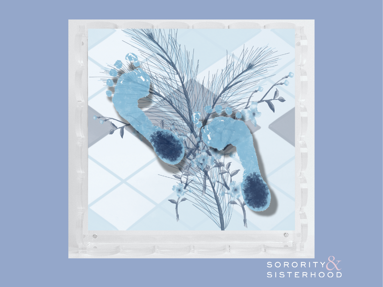 Blue & White Acrylic Scalloped Tray