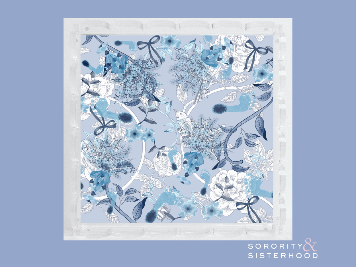 Blue & White Acrylic Scalloped Tray