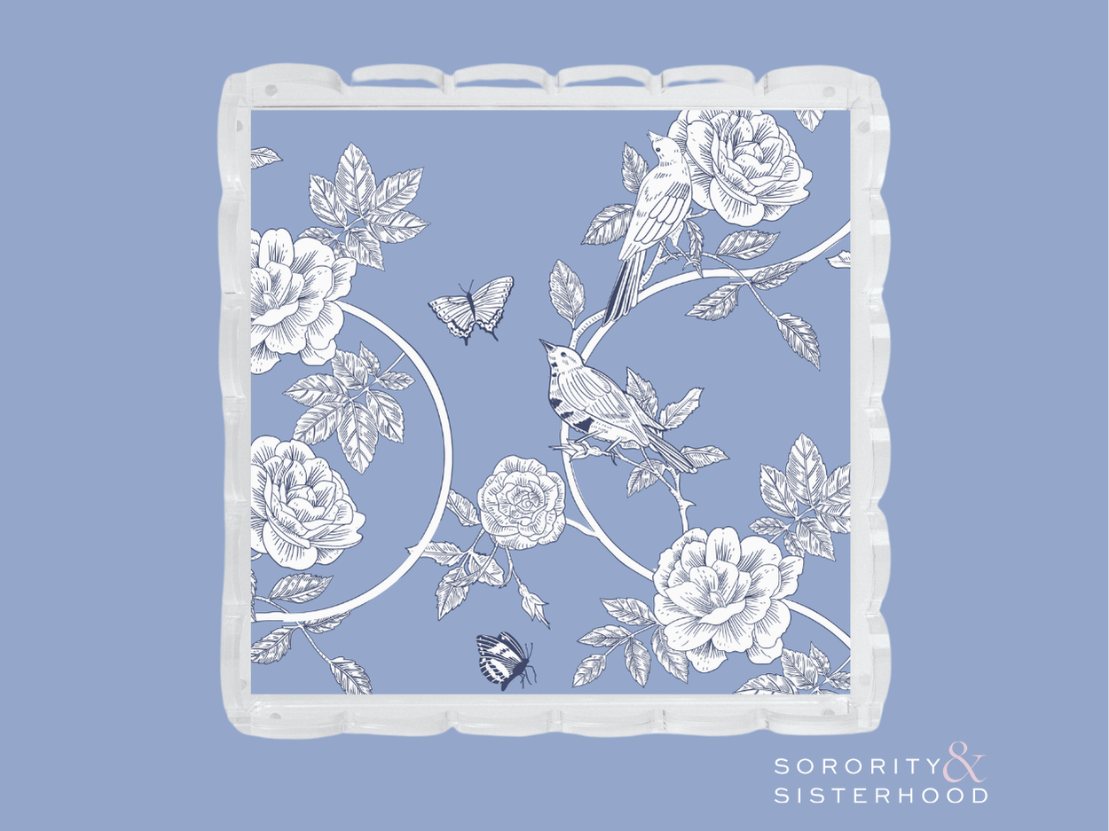Blue & White Acrylic Scalloped Tray