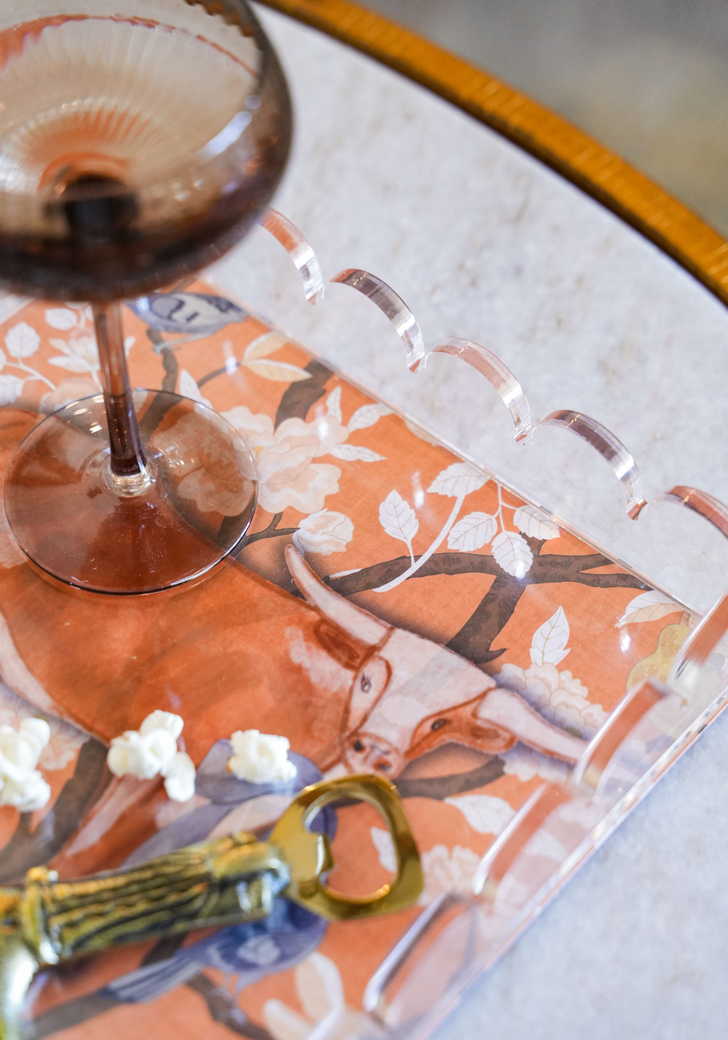 Orange & White Acrylic Scalloped Tray