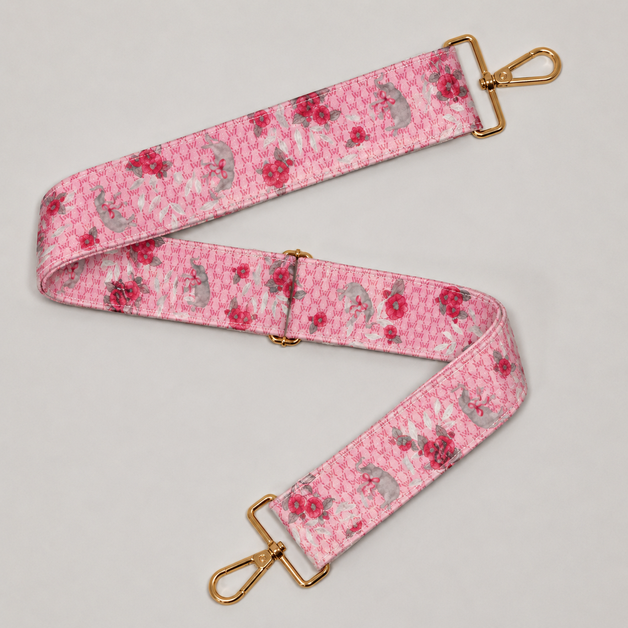Crimson and White Silk Purse Strap