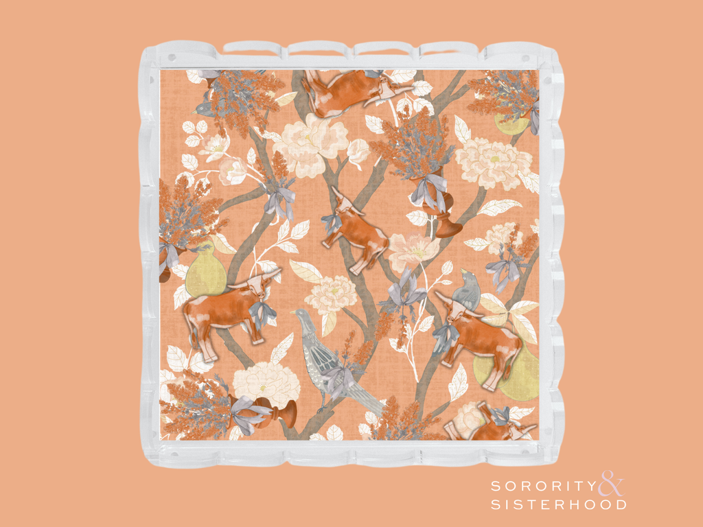 Rust & White Acrylic Scalloped Tray