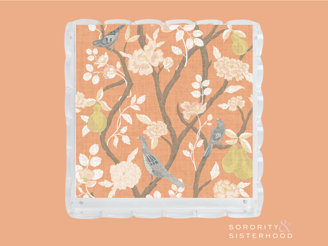 Rust & White Acrylic Scalloped Tray