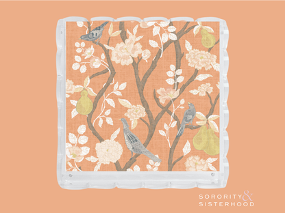 Orange & White Acrylic Scalloped Tray