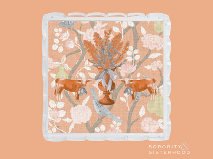 Orange & White Acrylic Scalloped Tray