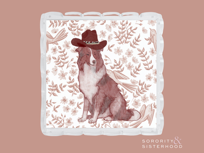 Maroon & White Acrylic Scalloped Tray