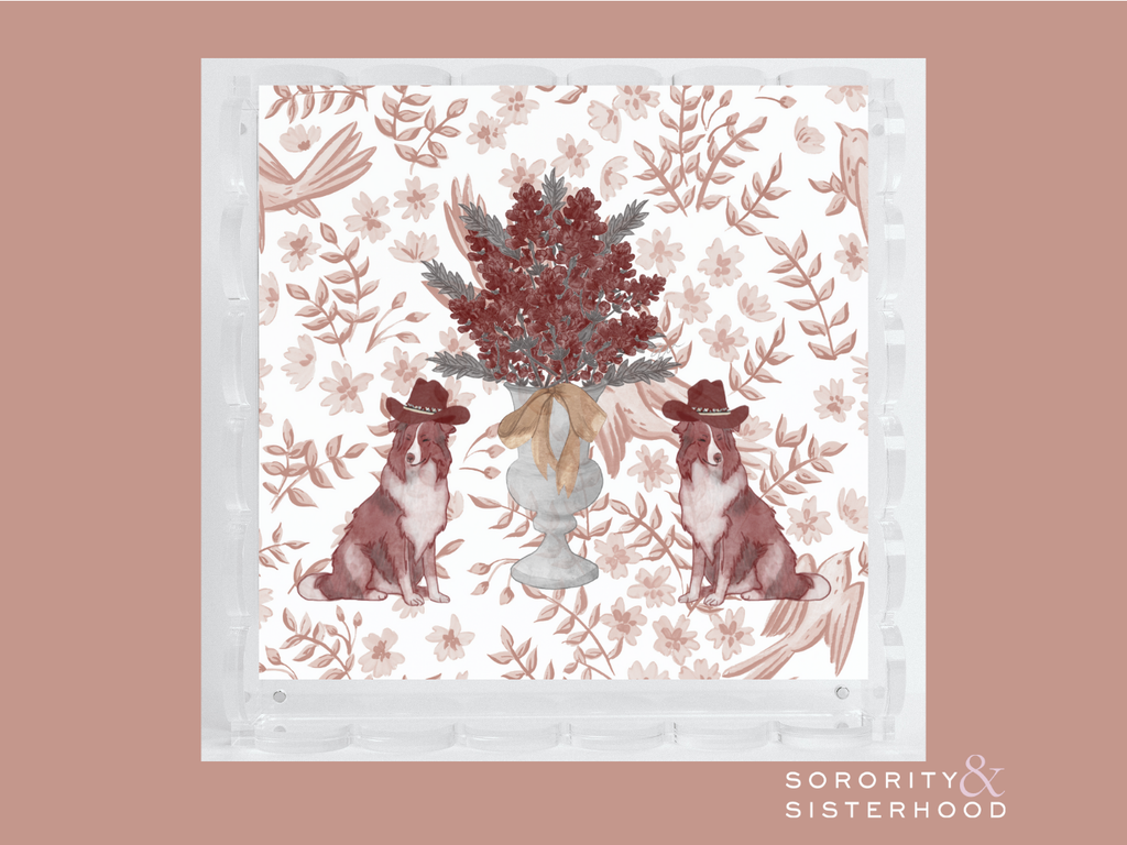 Maroon & White Acrylic Scalloped Tray