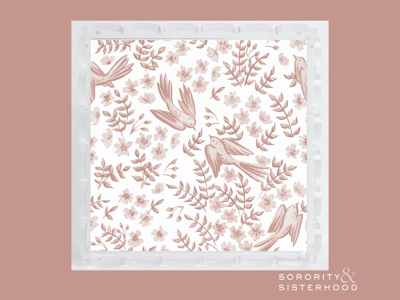 Maroon & White Acrylic Scalloped Tray
