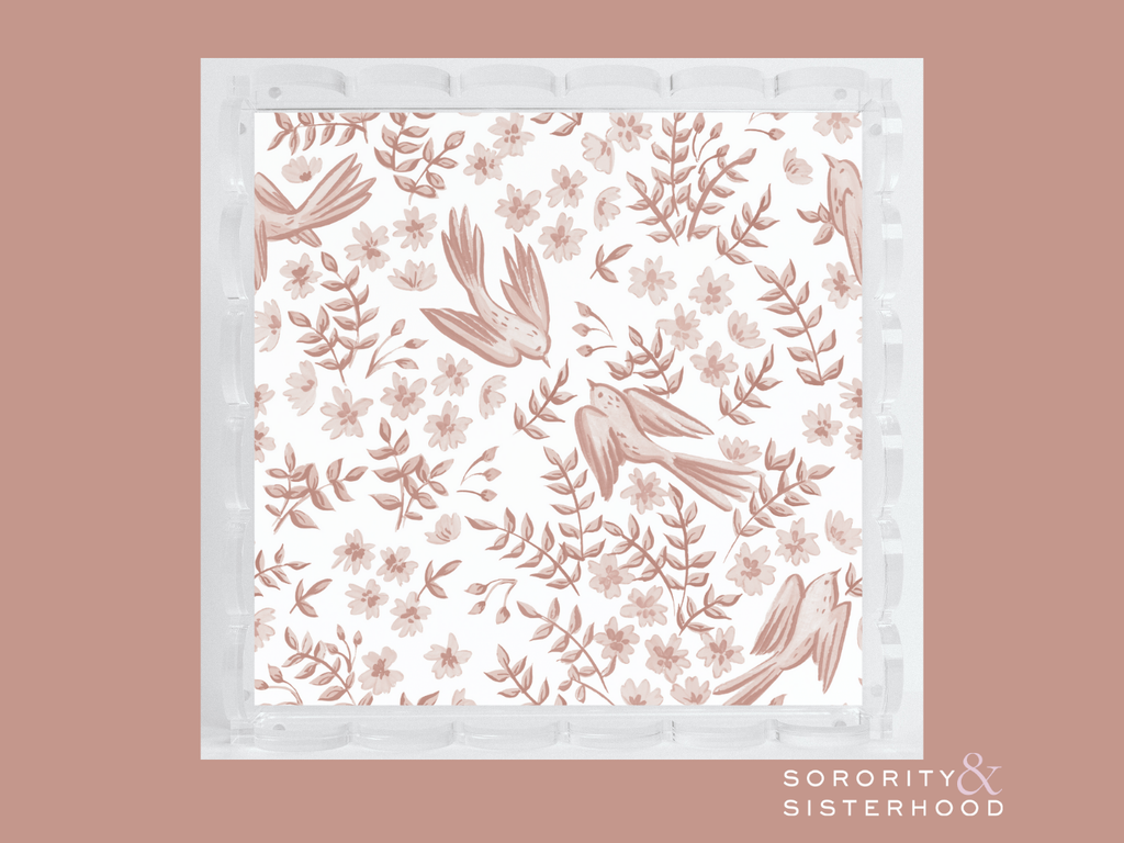 Maroon & White Acrylic Scalloped Tray