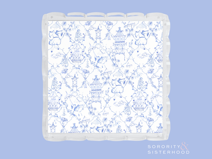 Red & White Acrylic Scalloped Tray