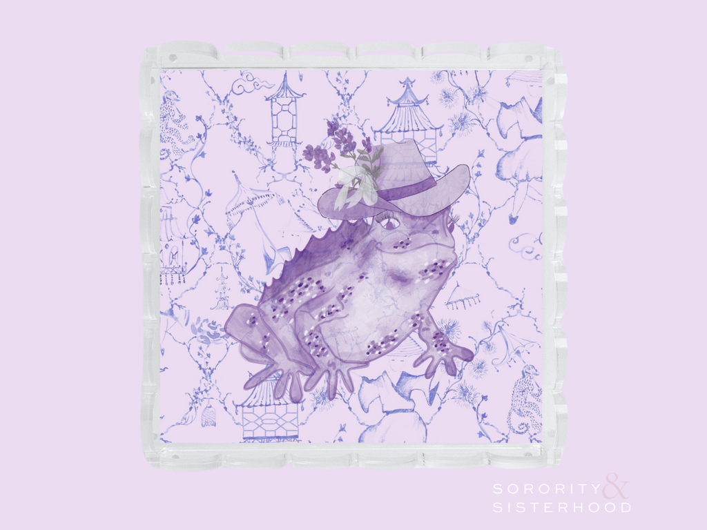 Purple & White Acrylic Scalloped Tray