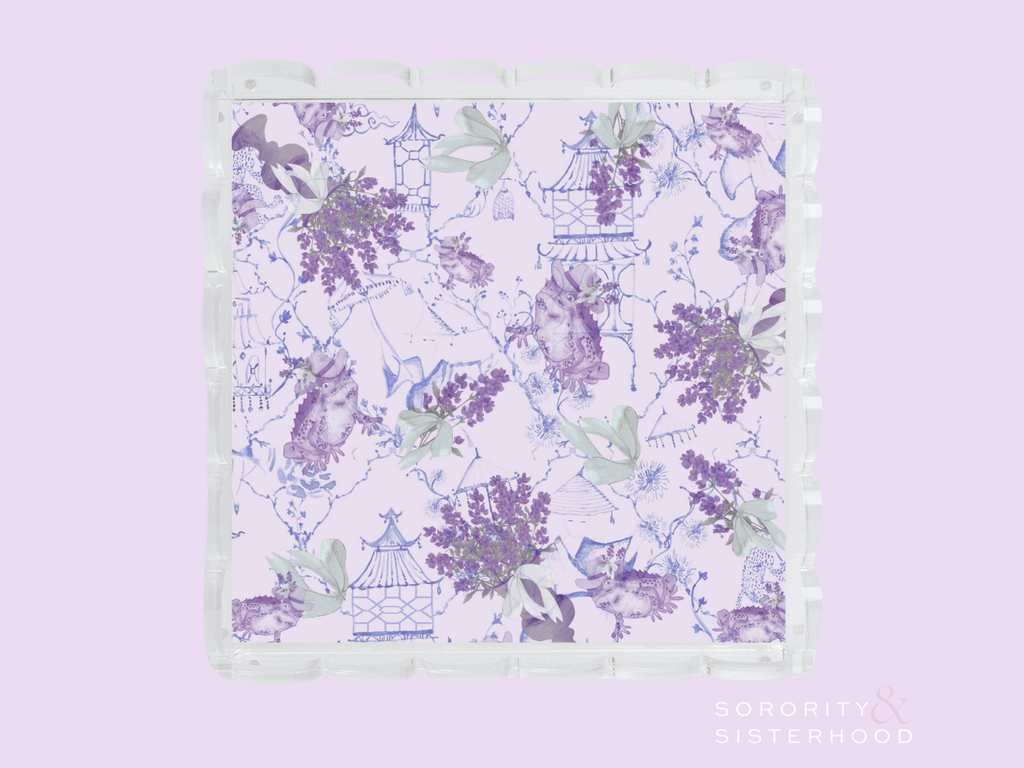 Purple & White Acrylic Scalloped Tray
