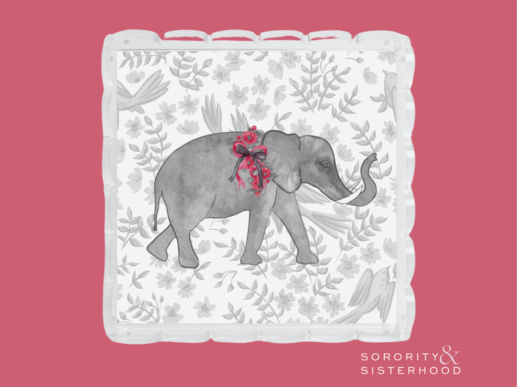 Crimson & White Acrylic Scalloped Tray