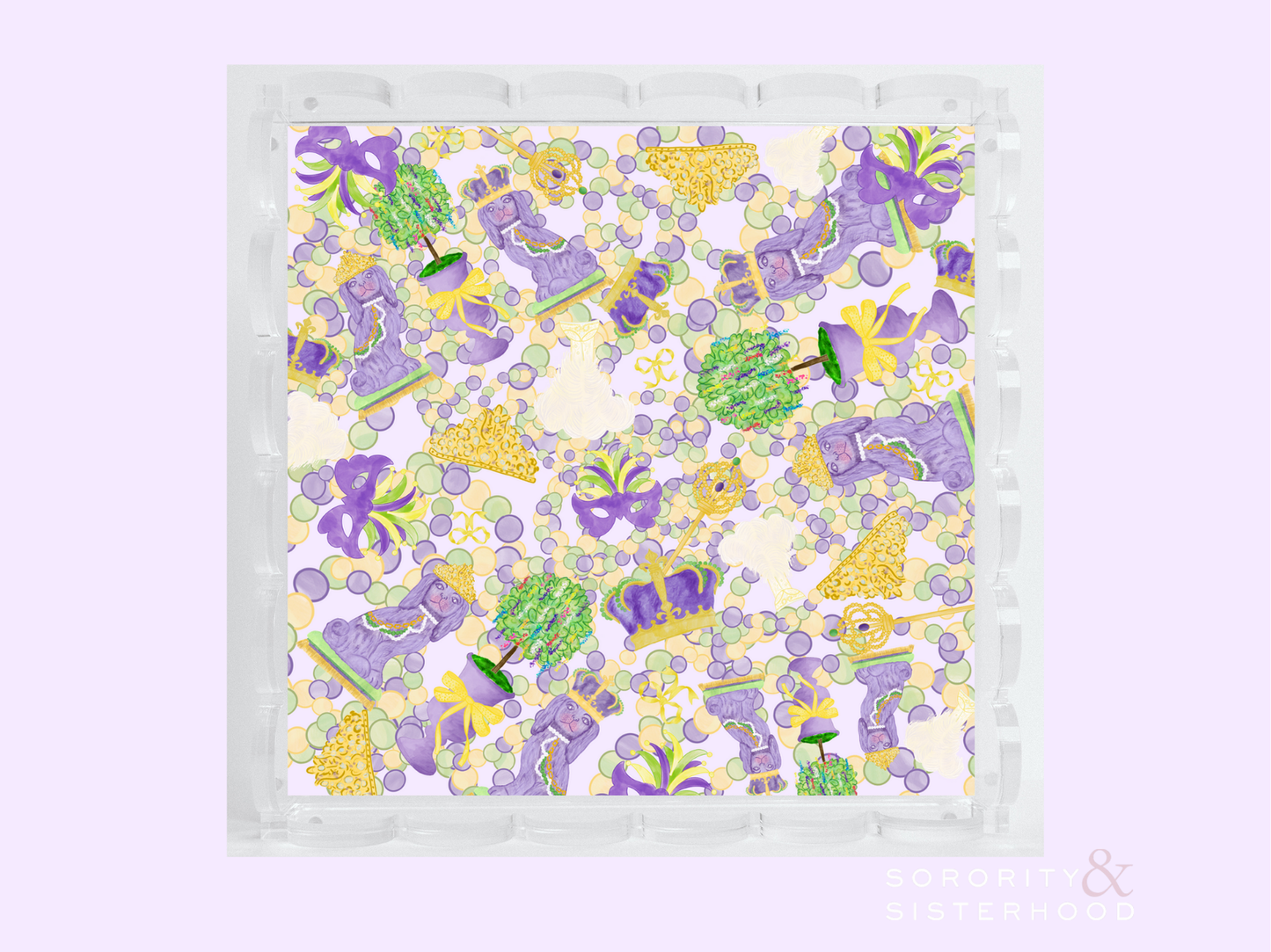 Mardi Party Acrylic Scalloped Tray