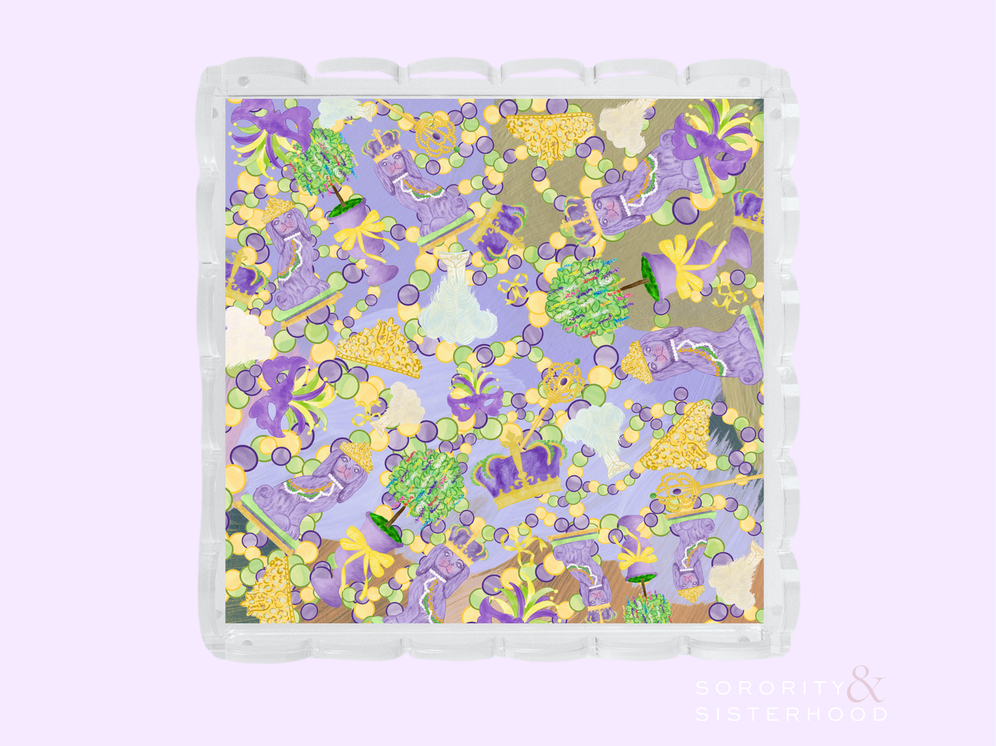 Mardi Party Acrylic Scalloped Tray