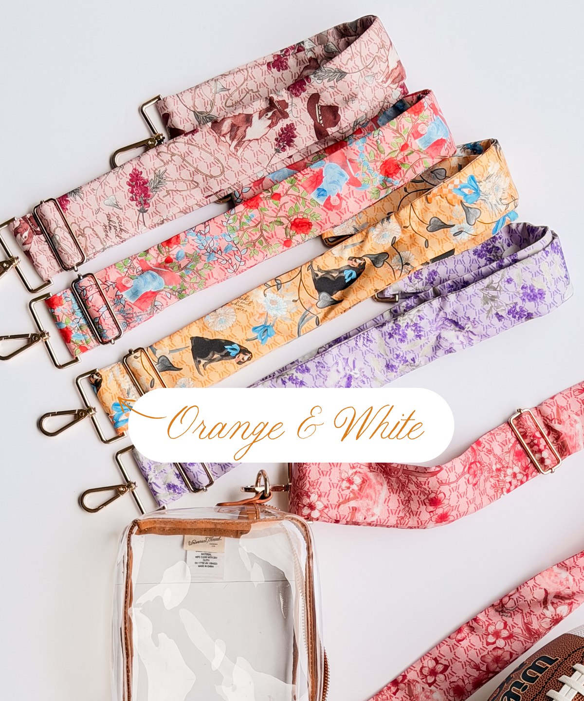 Orange & White Silk Purse Strap