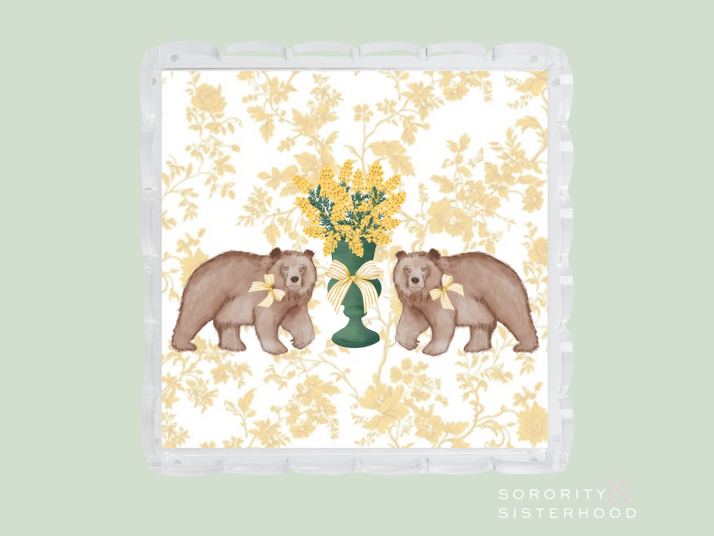 Green & Gold Acrylic Scalloped Tray