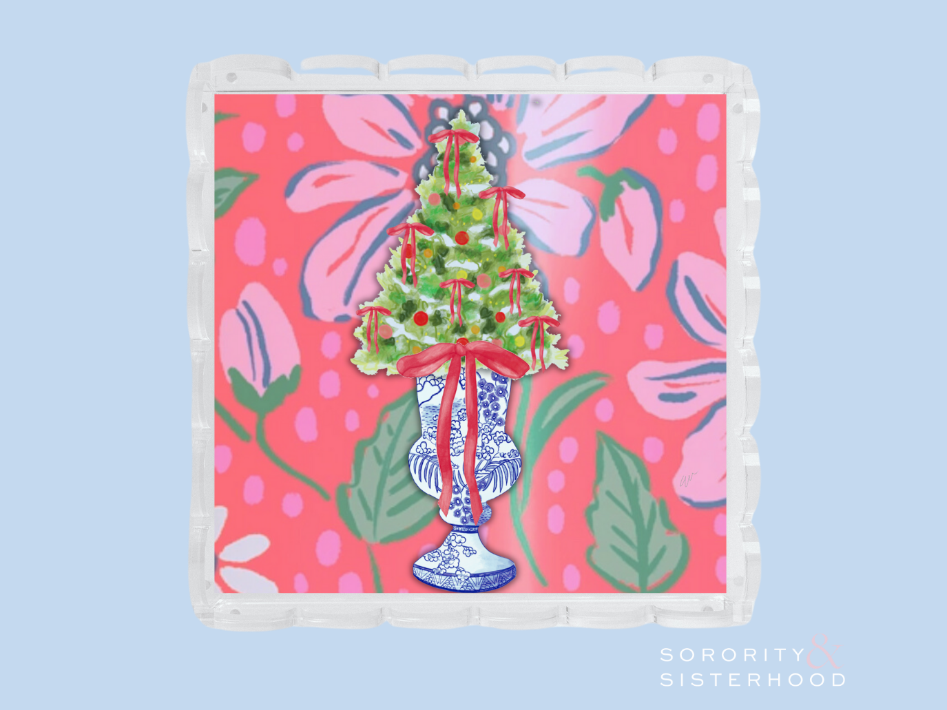 Sassy Santa Scalloped Tray