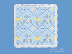 Blue ceramic tray with scalloped edges, featuring Kappa Kappa Gamma crest and gold keys pattern.