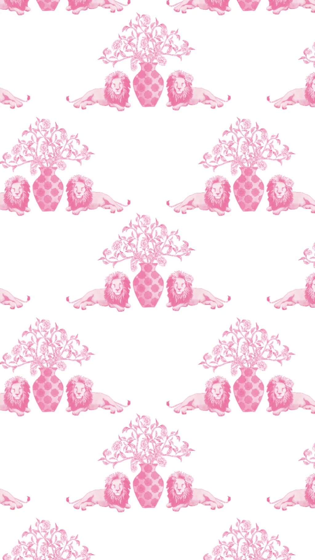 White pajama shorts with a repeating pink floral and decorative vase pattern.