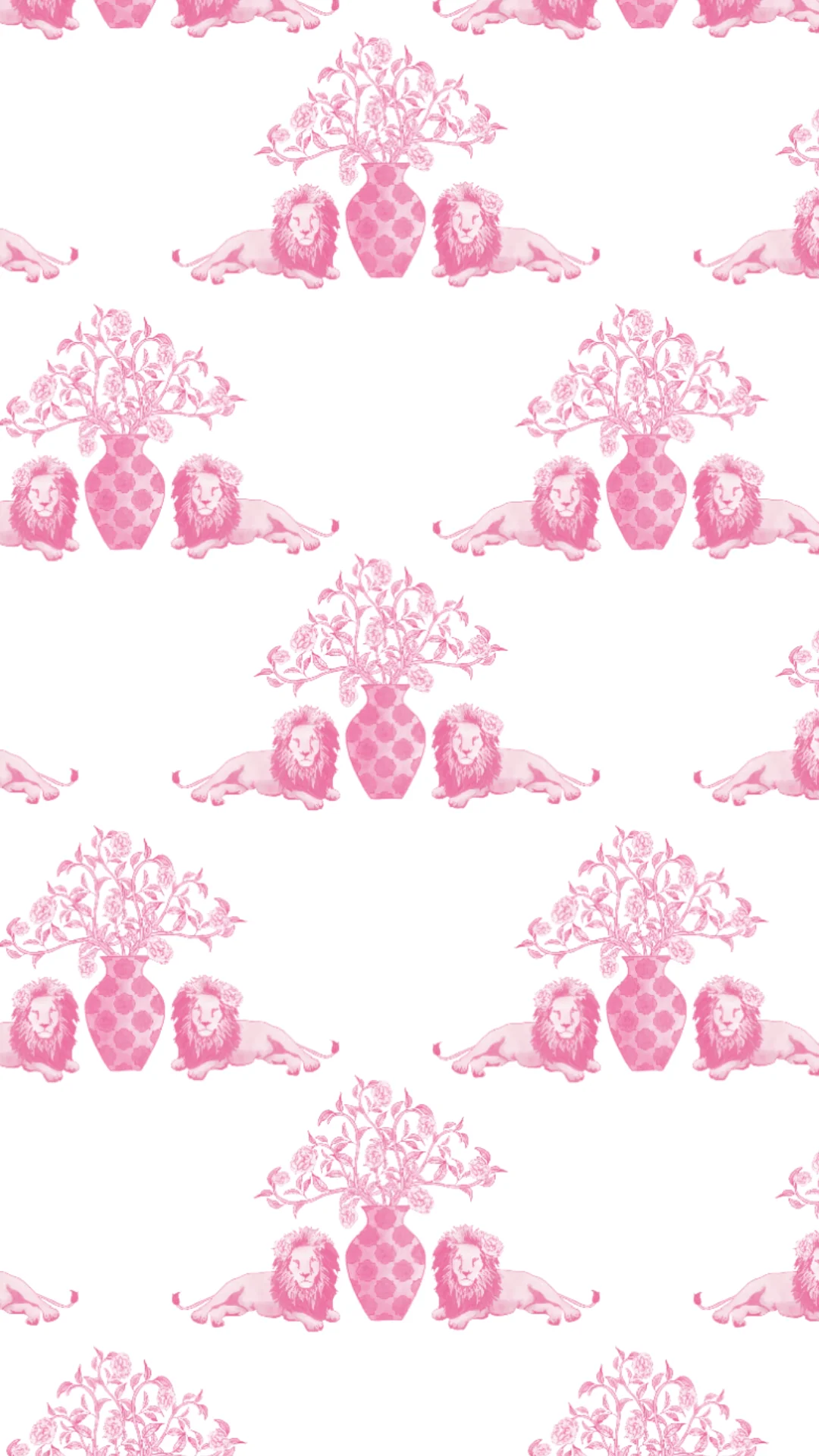 White pajama shorts with a repeating pink floral and decorative vase pattern.