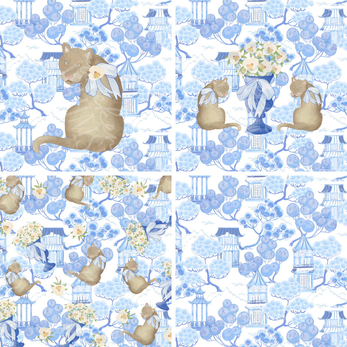 Sky & White Acrylic Scalloped Tray