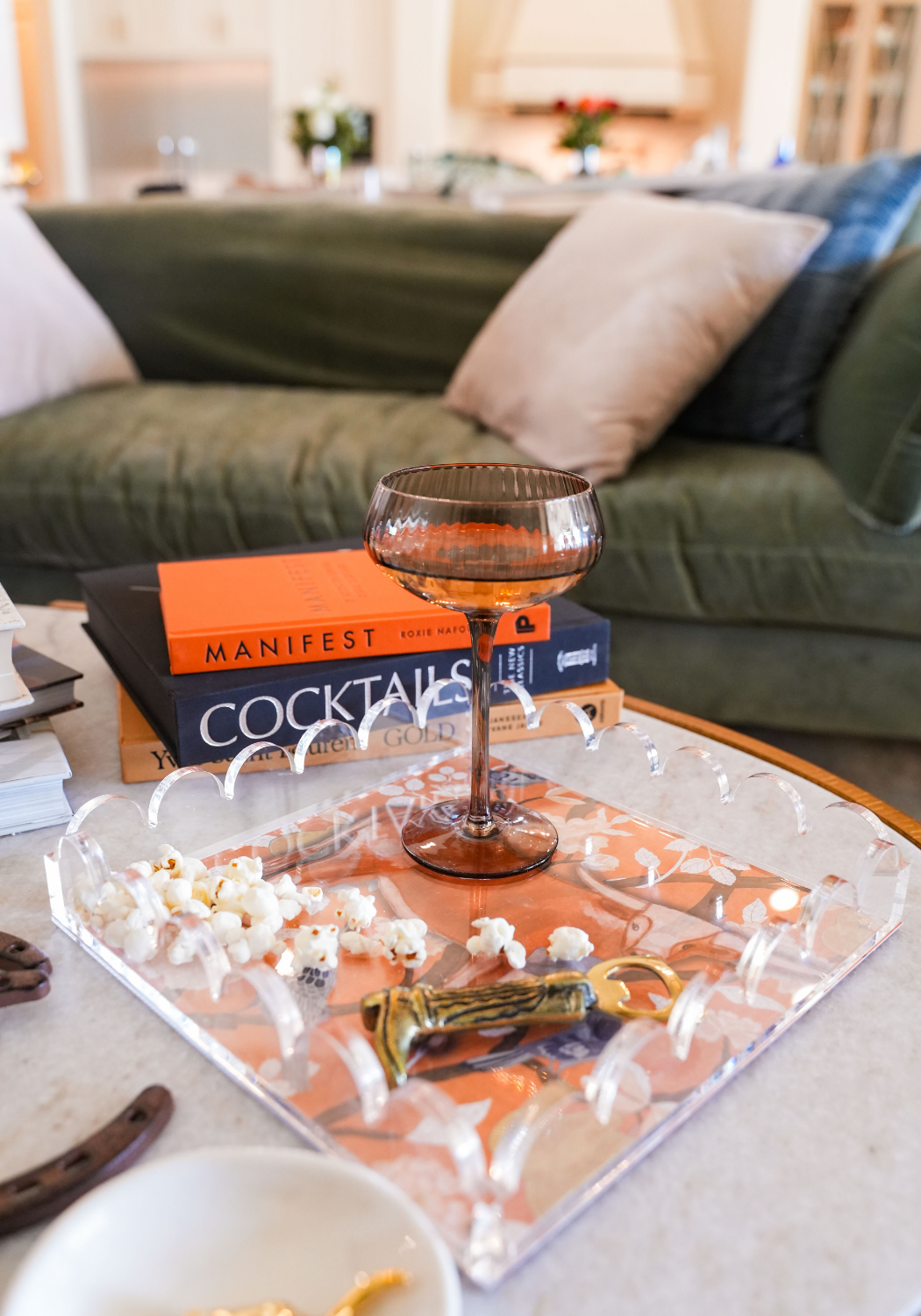Rust & White Acrylic Scalloped Tray