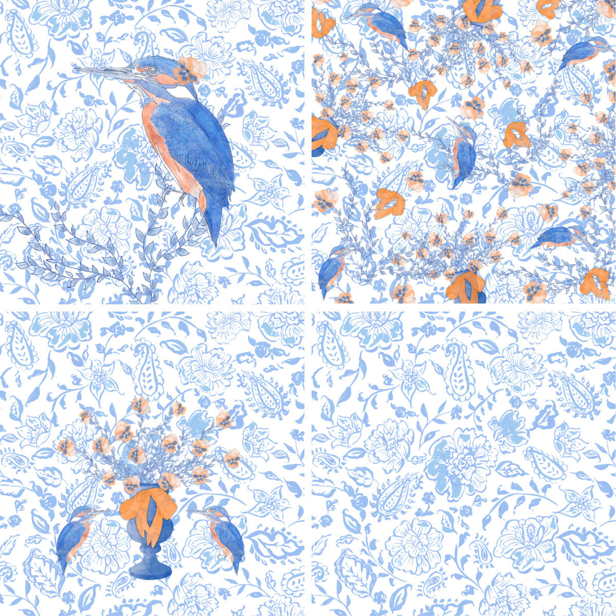 Cobalt & Orange Acrylic Scalloped Tray