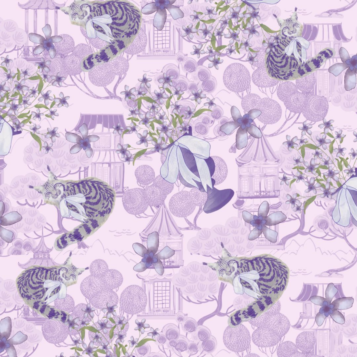 Grape & White Acrylic Scalloped Tray