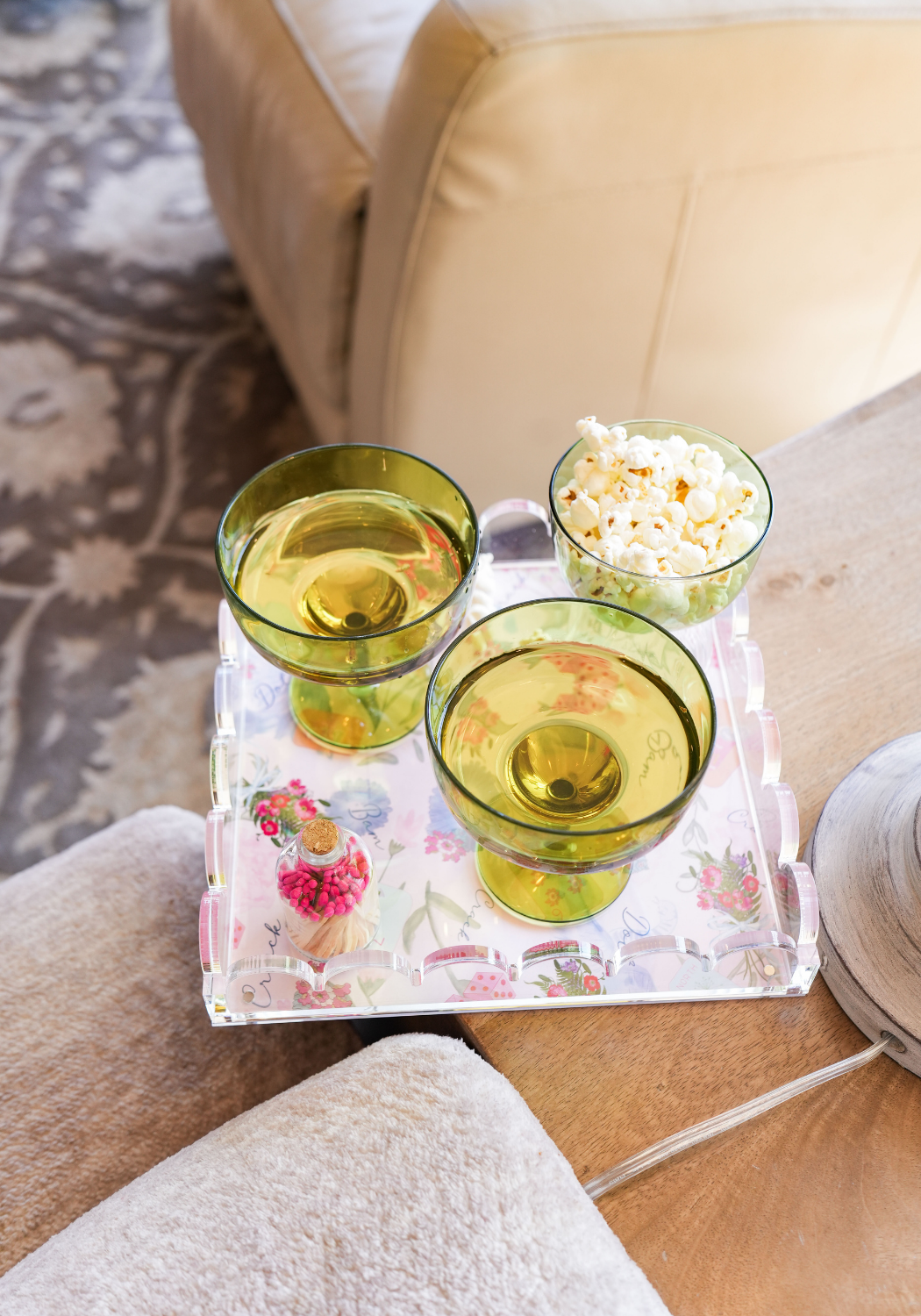 Mahjong Acrylic Scalloped Tray