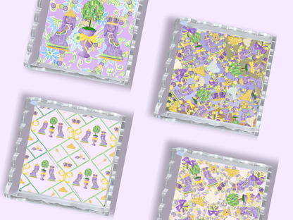 Mardi Party Acrylic Scalloped Tray