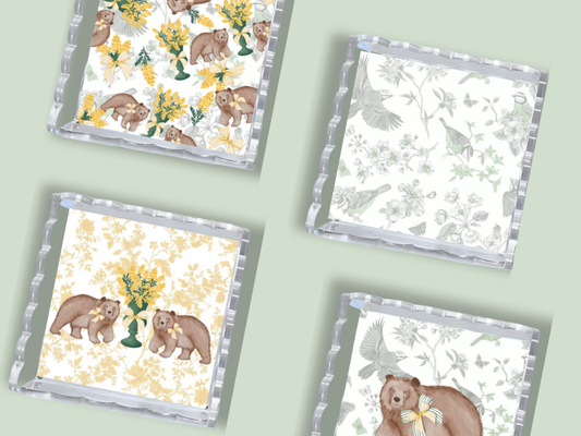 Green & Gold Acrylic Scalloped Tray