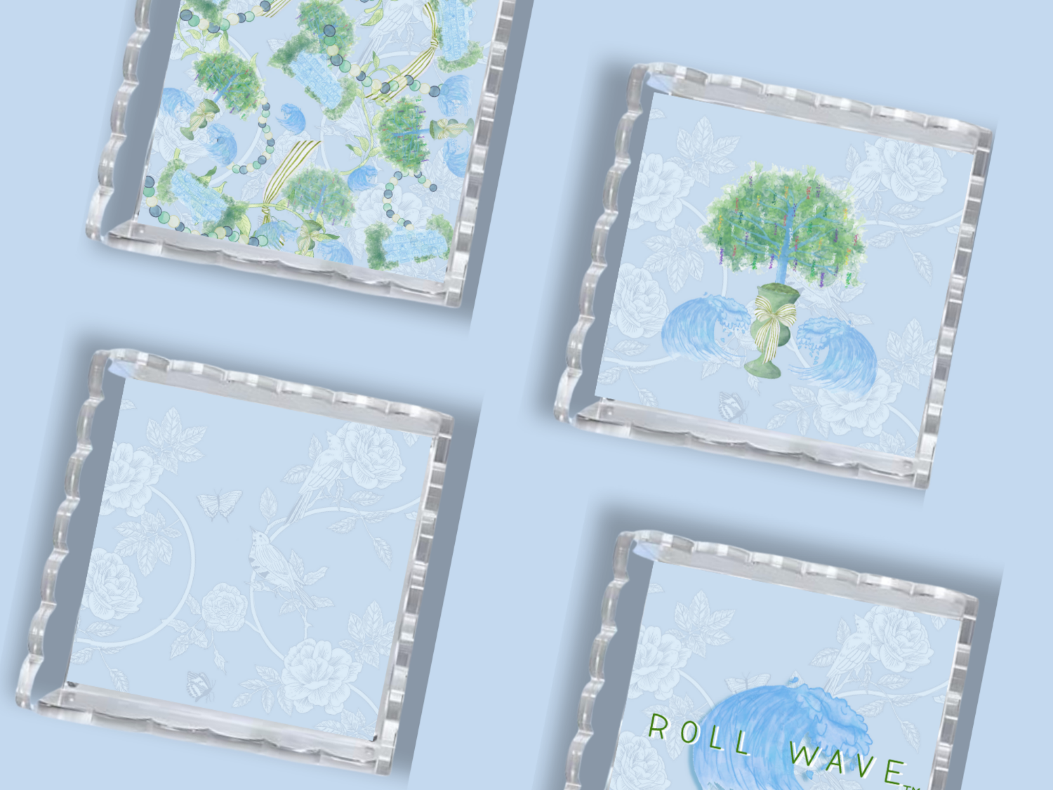 Tulane Acrylic Scalloped Tray