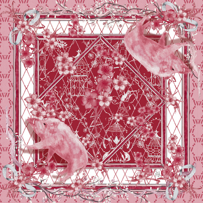 Cardinal and White Large Scarf