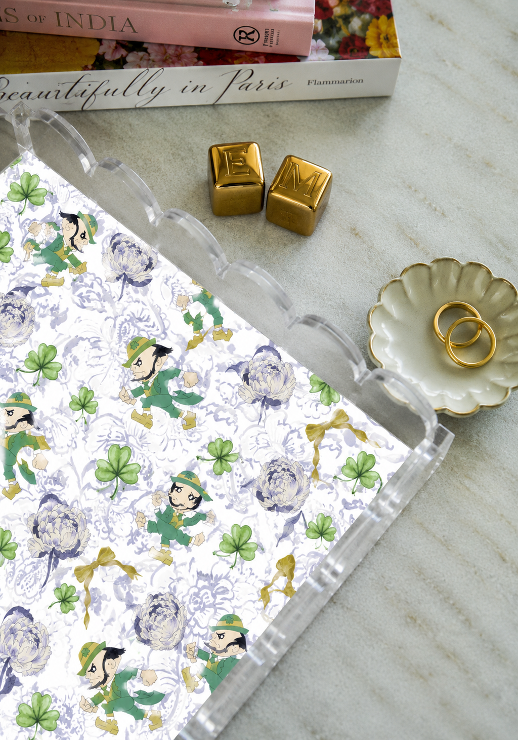 Clover & Blue Acrylic Scalloped Tray