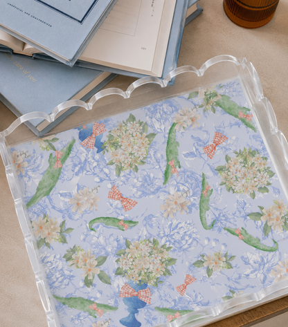 Royal & Orange Acrylic Scalloped Tray
