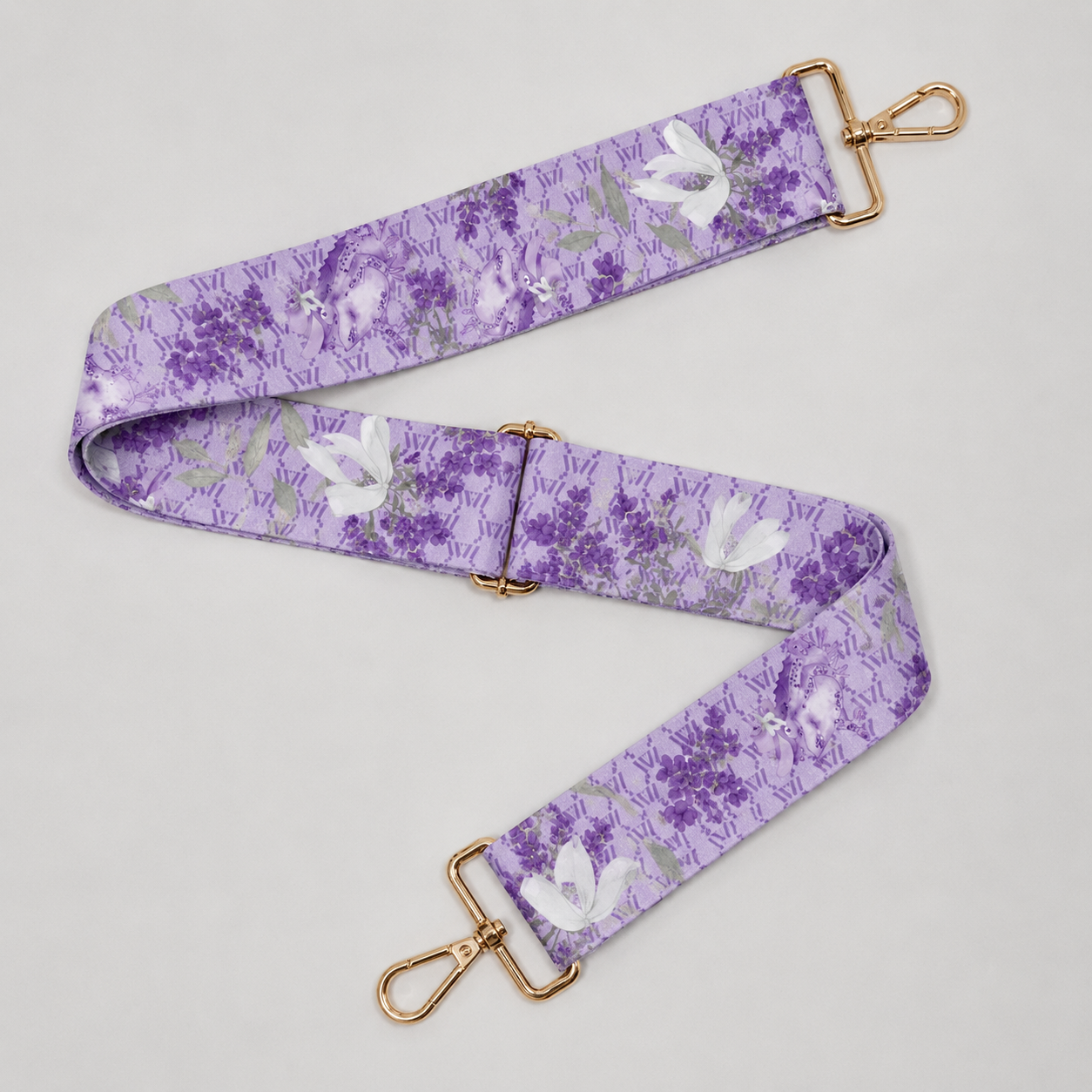 Purple and White Silk Purse Strap