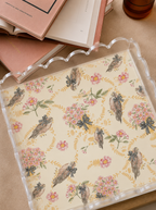 Straw & Black Acrylic Scalloped Tray