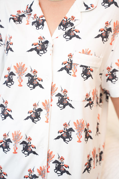 Heirloom Pajama Shorts Set - Black & Orange