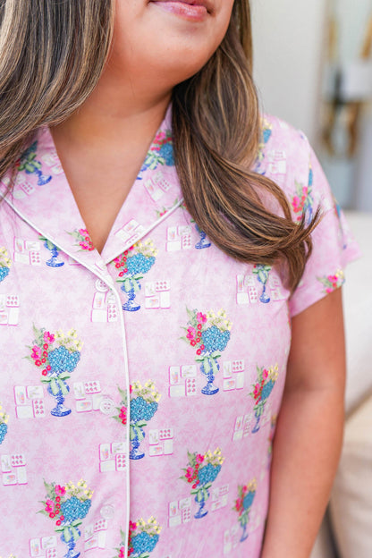 Mahjong Heirloom Pajama Pants Set - Pink