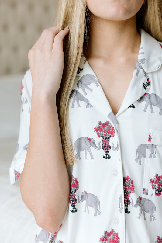 Heirloom Pajama Shorts Set - Crimson & White