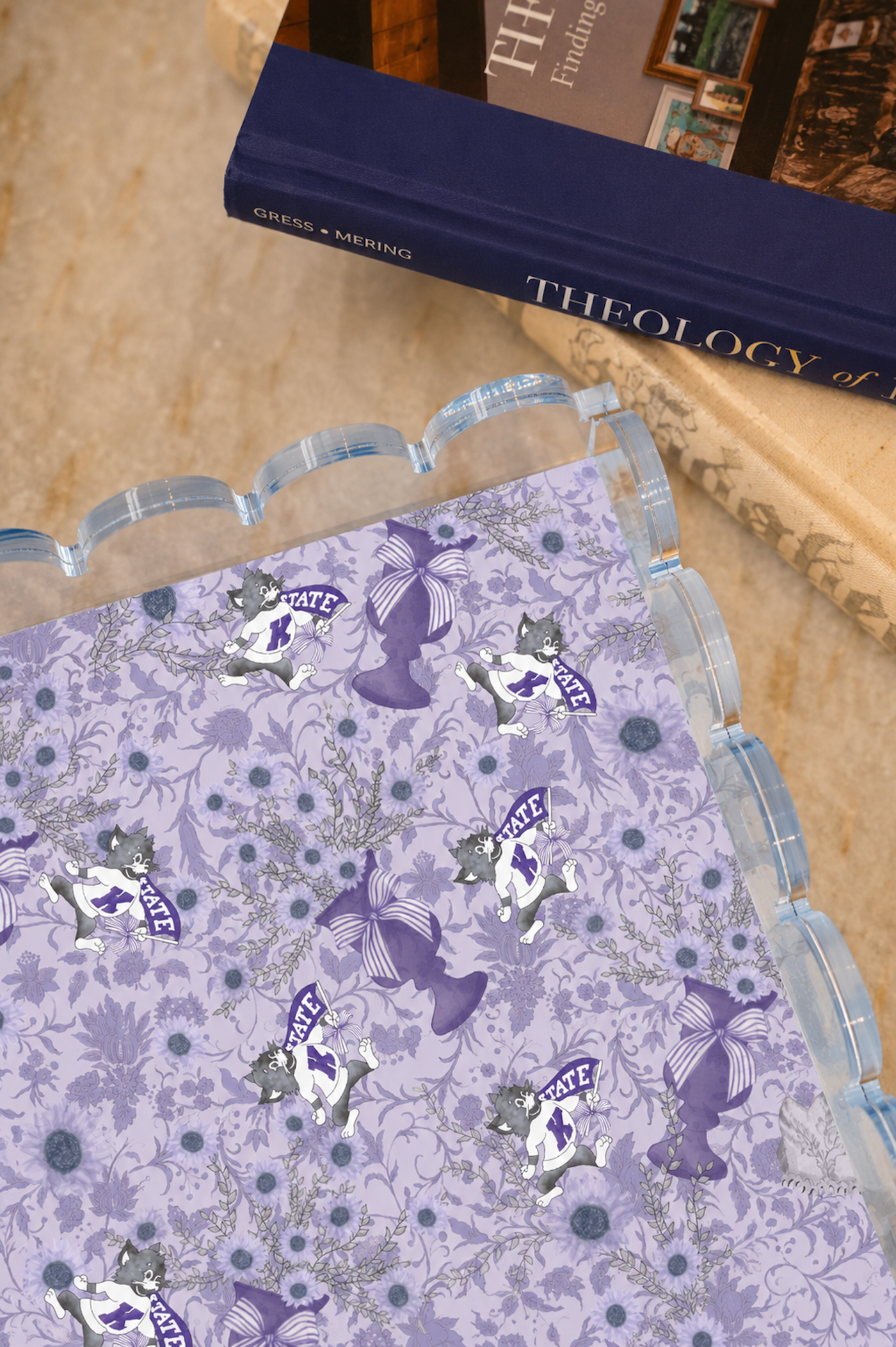 Iris & White Acrylic Scalloped Tray