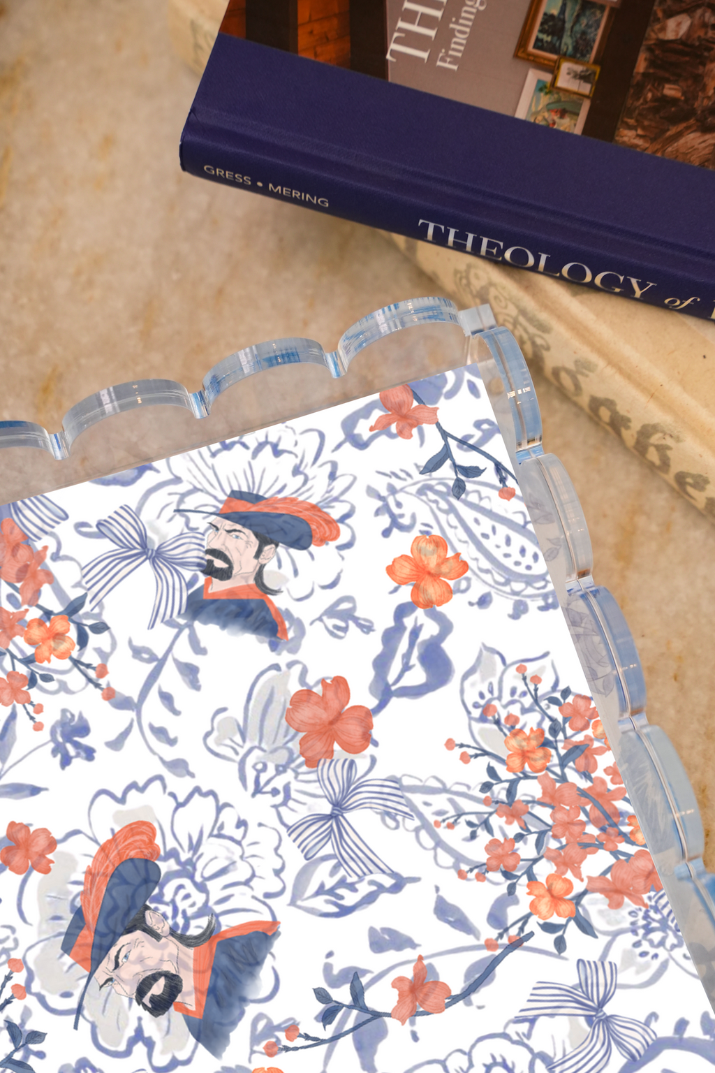 Midnight & Orange Acrylic Scalloped Tray